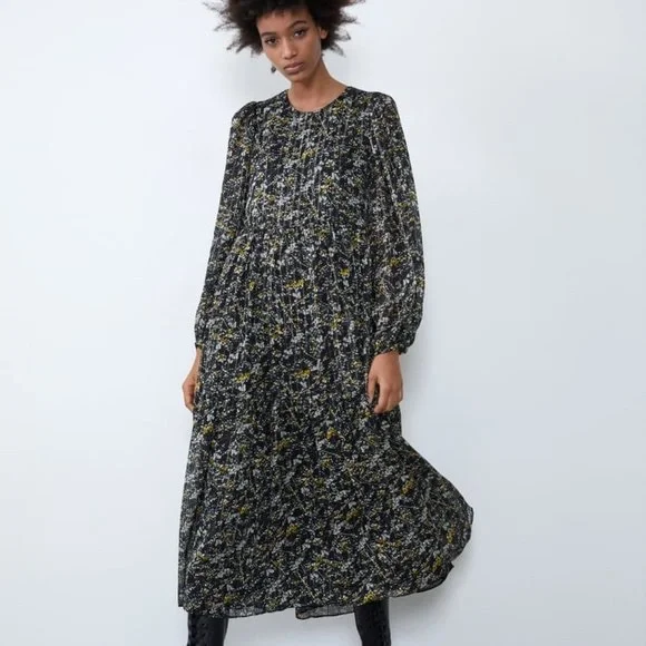 eyelet midi dress with sleeves Baltic Born Womens Piper Eyelet Midi Dress | Off White + Blue Floral